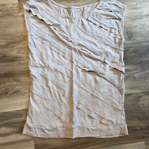 LOFT Cream Textured Muscle Tee